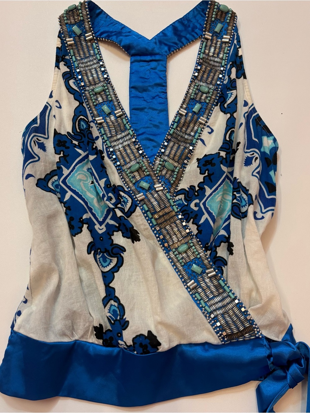 Bebe Beaded V-Neck Tank Top